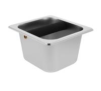Stainless Steel Espresso Grounds Knock Box, 17.5x16.5x10cm Coffee Bin | Noise Reduction Design, 1.7L Capacity, Smooth Silver Finish, for Countertop Use by Home Espresso Enthusiasts