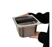 Stainless Steel Espresso Knock Box Small Coffee Grounds Bin with | Compact 16.3 x 17.7 x 10 cm stainless steel grounds bin with integrated rubber striking bar for efficient espresso puck
