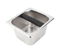 Stainless Steel Espresso Knock Box with Replaceable Rubber Bar, Coffee Grounds Container for Home and Commercial Use, Deep Bowl Design Fits Under Most Espresso Machines (S)