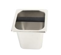 Stainless Steel Espresso Knock Box with Replaceable Rubber Bar, Coffee Grounds Container for Home and Commercial Use, Deep Bowl Design Fits Under Most Espresso Machines (L)