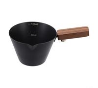 Stainless Steel Espresso Measuring Cup with Scale, 120ml Coffee Extraction Cup for, 304 Stainless Steel with Walnut Handle, Silver(Is black)