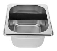 Stainless Steel Espresso Puck Knock Box, 1.5L Coffee Waste Bin Silver | 17.5x16.5x10cm, Smooth Anti-Slip Design, Easy Transfer for Office Stations and Shop Staff Disposal