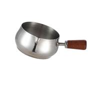 Stainless Steel Espressos Cups with Wooden Handle Easy to Clean Cookware for Easy Pouring and Multipurpose Use Portable Cooking Pot