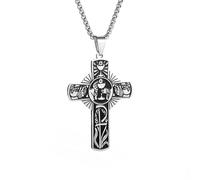 Stainless Steel Eucharist Halo Grape Juice Cross Necklace Men Women Holy Spirit Church Jewelry