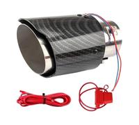 Stainless Steel Exhaust Tips, Led Flame Muffler, Tail Throat Pipe, Pressure Straight Design, Carbon Pattern Finish for Car Truck Racing Upgrade, Fits ≤2.17 Inches 1 Piece