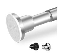 Stainless Steel Extendable Shower Curtain Pole 76-193cm, Adjustable Spring Tension Rod for Bathroom, Extendable Drill Free Rod for Closet, Doorway