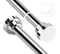 Stainless Steel Extendable Shower Curtain Rod Tension Pole (72cm-130cm),including 2 Holders,Net Voile Curtains Rail,Adjustable Telescopic Rods Extendable for Kitchen Cupboard Bathroom Window