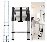 Stainless Steel Extension Ladder 12.5FT/ 3.8M Folding Industrial Ladders Climbing Stool 13 Steps Stool Telescoping Stepladder