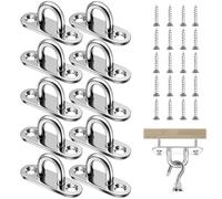 Stainless Steel Eye Plate,10 PCS Stainless Steel Heavy Duty Pad Eye Plate Hooks with Screws 5mm Ceiling Hook and Eye Hardware for Wall Mount Rope Loop Hanging Punch Bag Tarpaulin Tie-Down Loops