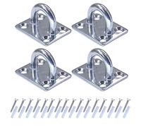 Stainless Steel Eye Plate Set - 4pcs Heavy-Duty M8 Square Pad Eye Plates with Screws for Wall & Ceiling Hanging