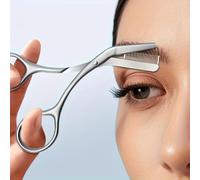 Stainless Steel Eyebrow Scissors with Built-in Brow Comb, 1pc Shaping and Trimming Scissors for Women and Men