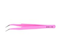 Stainless Steel Eyelash Extension Tweezers Professional Sharp Pointed Tip Precision Tool for Eyelash Artists and Technicians Premium Anti Rust Anti Magnetic Material (ESD-15-elbow)
