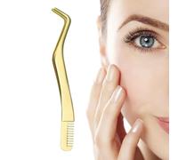 Stainless Steel Eyelash Tweezers - Precision Curved Tip, Eyelash Extension Tool with Comb, Professional Applicator, Beauty Quality | Reliable Cluster Pickup for Professional Eyelash Technicians
