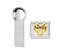 Stainless Steel Family Bracelet Module, Includes Module Removal Insert Tool, Nomination Charms, Bracelet Charms, Compatible with Nomination Bracelets for Bracelet