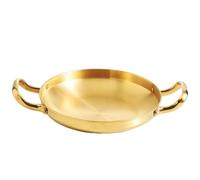Stainless steel family pan, paella pot, with double handle, flat base | Stackable, Heats Up Quickly, Stain Resistant and Easy to Clean for Restaurant at Home in the Kitchen(Gold,30 cm)