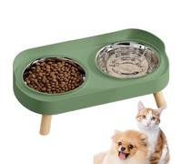Stainless Steel Feeding Bowls - 32.5 x 17 x 10 cm Food Stand, PP Support Table, Raised Double Bowl with Secure Hold and Easy to Clean | Water Food Set for Cats, Dogs, Homes, B