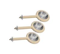 Stainless Steel Feeding Cup Wooden Bird Feeder Perch for Small Mediums Parrots with Detachable Design Easy to Clean Bird Feeding Accessory