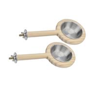 Stainless Steel Feeding Cup Wooden Bird Feeder Perch for Small Mediums Parrots with Detachable Design Easy to Clean Bird Feeding Accessory