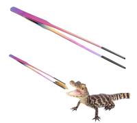 Stainless Steel Feeding Tongs With Rubber Tip - Long Clamp Tweezers For Reptile Care | Aquarium Terrarium Food Feeding Tool For Bearded Dragons Lizards Amphibians Tank Habitat Use