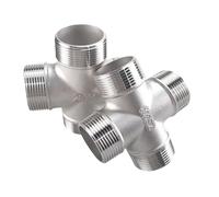 Stainless Steel Female 4 Way Cross Pipe Fitting Co 1 PCS 304 Male Thread 4 Way Cross Type Coupling Pipe Connector Multiple Sizes(2")