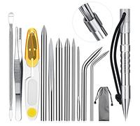 Stainless Steel FID Set Paracord FID Marlinspike Set Paracord Stitching Lacing Stitching Needles and Smoothing Tool Knotter Tools for Leather or Paracord Work (Silver)