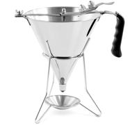 Royal Catering 1.8L Stainless Steel Filling Funnel, 4/5/6mm Nozzles, Stand with Drip Tray