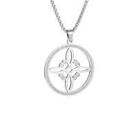 Stainless Steel Fine Crystal Zircon Witchcraft Witch's Knot Celtic Knot Pendant Necklace for Men Women Lucky Irish Jewelry Gift