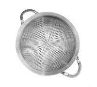 Stainless Steel Fine Sieve with Double Handle - Dense Mesh Oil Filter for Fat Draining & Flour Sifting, Robust Kitchen Aid, 22.5 x 18.5 cm, Dishwasher Safe