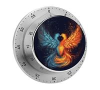 Stainless Steel Fire and Water Phoenix Kitchen Timer Chef Cooking Timer Clock with Loud Alarm Magnetic Countdown Countup Timers for Fitness Baking Studying
