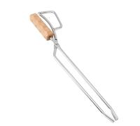 Stainless Steel Fireplace Tongs with Wooden Handle, Tongs for Pit and, Multifunctional Firewood Tongs for Barbecue Grill, Fireplace Accessories for Outdoor Cooking