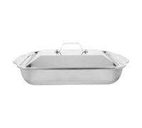 Stainless Steel Fish Baking Pan with Lid, Deep Rectangular Oven Tray | Self Basting Roasting Tin with Lid, Polished Finish, Easy-grip Handles, Spill Prevention, Oven-to-table Serving