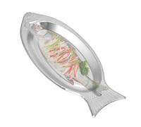 Stainless Steel Fish Shaped Platter, Decorative Snack Appetizer Serving Plate Dishes Food Storage Trays for Restaurants Home Kitchen(Silver, S)