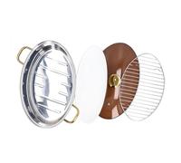 Stainless Steel Fish Steam Pot Oval Kitchen Cookware Multi Use with Clear Glass Lid and Steaming Rack for Cooking Fish Vegetables Seafood Soup Dumplings 304 Stainless Steel 38cm