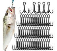 Stainless Steel Fishing Hooks | 50Pcs Triple Point Fishing Hook Jig, Strong Sharp Barb | For Saltwater Freshwater Bass Catfish Trout Outdoor River Lake Angler