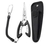 Stainless Steel Fishing Pliers, Hook Removal Pliers, Long Nose Pliers with Cord - Spring Handle Fishing Pliers for Cutting Fishing Cable, Open Rings and Remove the H
