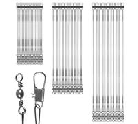 Stainless Steel Fishing Wire Leaders, 60pcs High Strength Fishing Lure Wire Traces with Swivels Snap Anti-bite Leader Rigs for Saltwater Freshwater 15cm 20cm 25cm(Black)