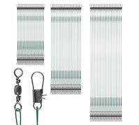 Stainless Steel Fishing Wire Leaders, 60pcs High Strength Fishing Lure Wire Traces with Swivels Snap Anti-bite Leader Rigs for Saltwater Freshwater 15cm 20cm 25cm (Green)