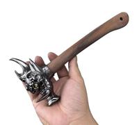 Stainless Steel Fist Shape Hammer, Wooden Handle Craft Hammer Decorative Ornament with Wooden Handle, Functional Hand Tool for Car Outdoor Camping