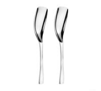 Stainless Steel Flat Bottom Cooking Spoon Set of 2, 26.1 x 5 cm Solid Kitchen Utensils for Mixing Sauces, Stirring Soups, Heat Resistant and Dishwasher Safe for Everyday Cooking