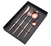 Stainless steel flat handle and fork spoon gold-plated magic color exquisite and practical-rose gold four-piece set [ box]