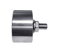 Stainless Steel Flat Roller Wheel, 201 Steel 48X28MM | Threaded Mounting and Fastening Nut, Ungrooved Wheel Profile, Hardware for Dock Equipment Sliding Assemblies