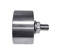 Stainless Steel Flat Roller Wheel, 304 Steel 48X28MM | Threaded Mounting and Fastening Nut, Ungrooved Wheel Profile, Hardware for Dock Equipment Sliding Assemblies