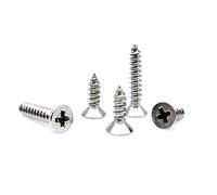 Stainless Steel Flat Self Tapping Screws, Steel Self-Tapping Wood Screws Phillips Flat Head M2-M3, 4-16mm Multicolor 200 pcs(Sier,2 * 4Mm)