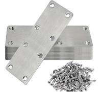 Stainless Steel Flat Straight Brackets 6pcs Heavy Duty Flat Mending Plate, Angle Bracket Straight Braces and 48pcs Screws, Suitable for Wood and Other Material for Wood