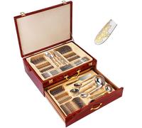 Stainless Steel Flatware Set, 72 Piece Cutlery for 12 People, Includes Forks and Spoons, Collectible Gift Case for Home Events