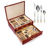 Stainless Steel Flatware Set - 72 Piece Cutlery for 12 People, Includes Forks and Spoons, Ideal for Home and Events, Collectible Tableware with Gift Case