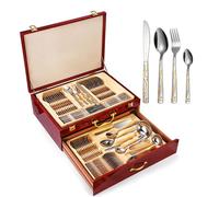 Stainless Steel Flatware Set, 72 Piece Cutlery for 12 People, Includes Forks and Spoons, Ideal for Home and Events, Collectible Tableware with Gift Case(A)