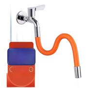 Stainless Steel Flexible Faucet Extension Tube with 360° Rotatable Aerator, Anti-Splash Sink Sprayer Adapter for Kitchen Bathroom, Metal Hose Extender, Orange