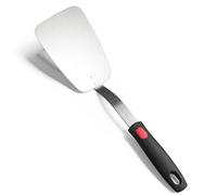 Stainless Steel Flexible Spatula Solid Turner, XiaoZu Thin Metal Spatula for Cast Iron Skillet, Thin Blade and Heat Resistant Silicone Handle, Great for Egg, Cookie, Meat, Crep, Large