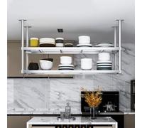 Stainless Steel Floating Shelf Unit - Ceiling Kitchen Storage Rack for Restaurant Bar & Warehouse - Easy Install 120x40x115cm Silver - Space-Saving